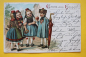 Preview: Litho AK Gruss aus Hessen / 1898 / Kinder in Tracht